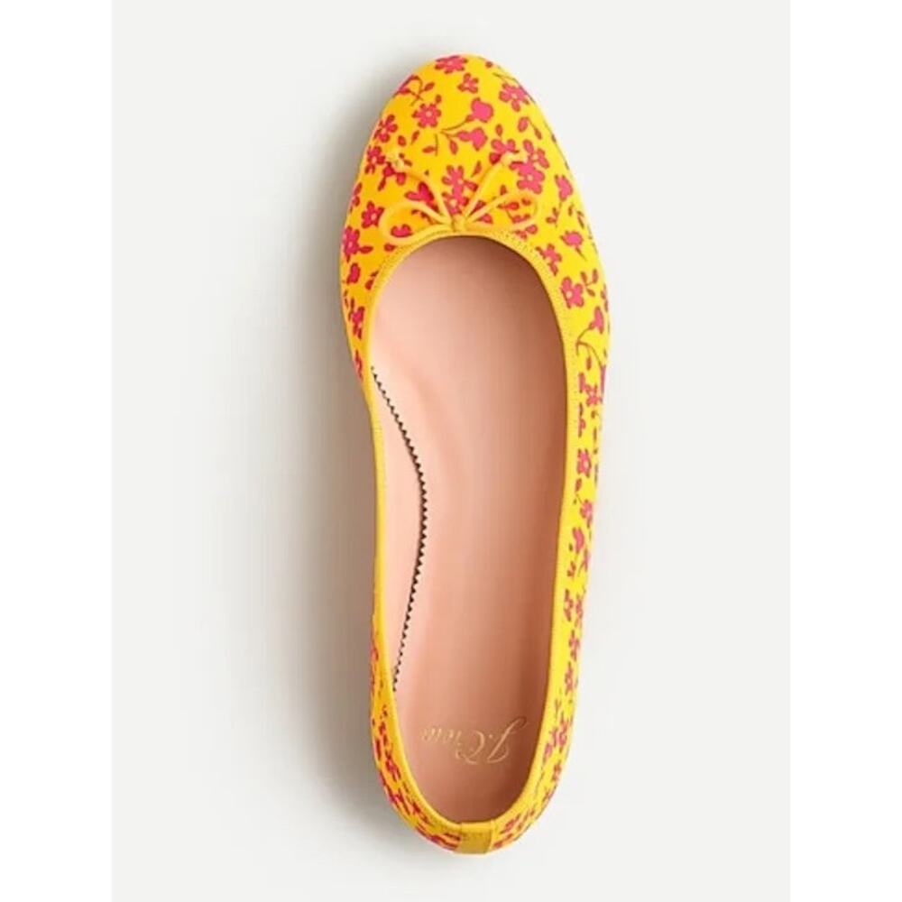 NWOB J.Crew Kiki Ballet Flat Women’s 10.5 Yellow Saffron Neon Floral Boquet - Picture 2 of 7